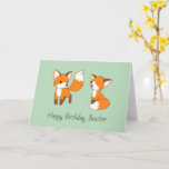 Carte Brothers Birthday - Little Foxes<br><div class="desc">Une paire de mignons renards de dessins animés avec de grandes oreilles et des queues boisées.</div>