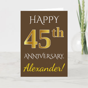 Carte Brown, 45e anniversaire de Mariage de Faux Gold + 