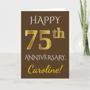 Carte Brown, 75e anniversaire de Mariage de Faux Gold + 