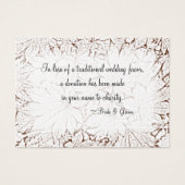 Carte Brown Abstraite Mariage Charity Favor Card (Devant)
