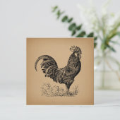 Carte Brown Antique Rooster Illustration Chicken Art (Debout devant)