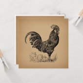 Carte Brown Antique Rooster Illustration Chicken Art (Devant/Arrière en situation)