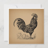 Carte Brown Antique Rooster Illustration Chicken Art (Dos)