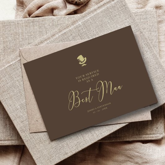 Carte Brown Best Man Chic Mariage Simple Proposition Car
