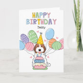 Carte Brown blanc Cockapo Cavapoo Chien Joyeux anniversa (Devant)