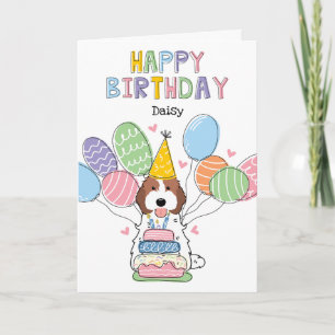 Carte Brown blanc Cockapo Cavapoo Chien Joyeux anniversa