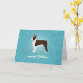Carte Brown Boston Terrier Conception d'anniversaire (Fleur jaune)