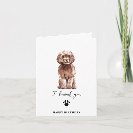 Carte Brown caniche chien maman chiot animaux Anniversai (Devant)