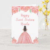 Carte Brown Cheveux Princesse Sweet sixteen rose (Fleur jaune)