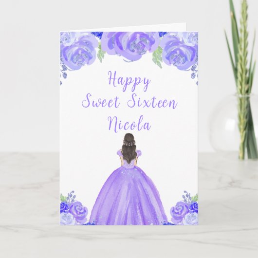 Carte Brown Cheveux Princesse Sweet sixteen violet (Devant)