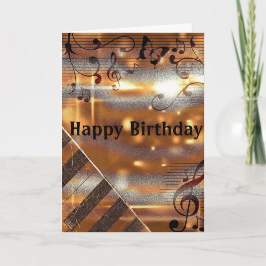 Carte Brown Clef Sheet Music Piano Anniversaire (Devant)