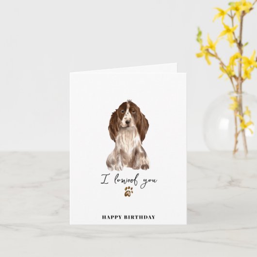 Carte Brown Cocker Espagnol Chien Chien Paw Chiot Animau (Fleur jaune)