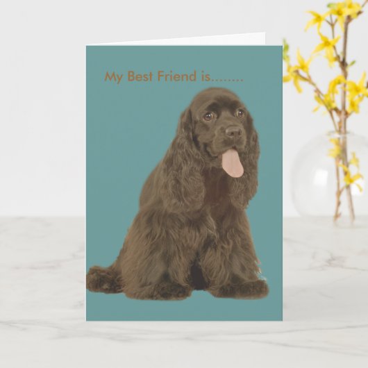 Carte Brown Cocker, Mon meilleur ami est.......... (Fleur jaune)