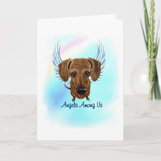 Carte Brown Dachshund Angel Dog Pet Perte Sympathi (Devant)