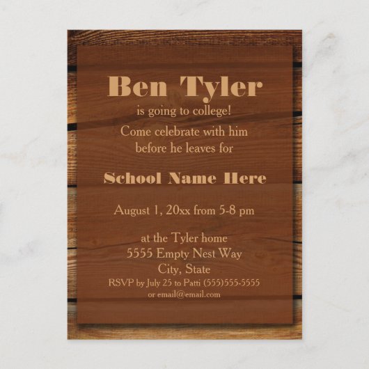 Carte Brown de grains de bois allant à College Car (Devant)