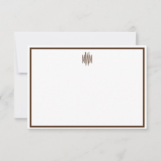 Carte Brown et blanche Monogramme Note Plat (Devant)