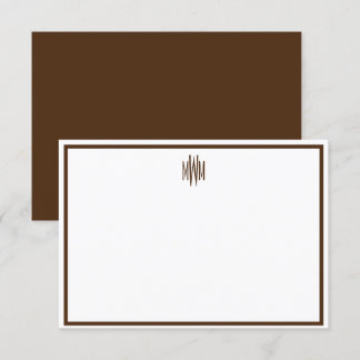 Carte Brown et blanche Monogramme Note Plat