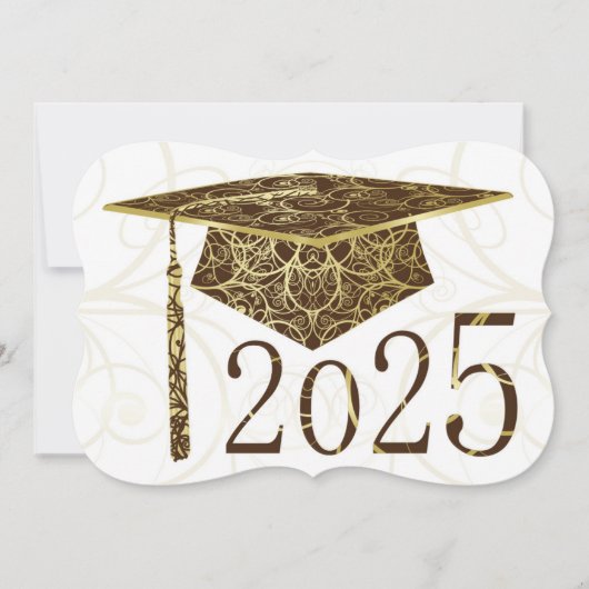 Carte Brown et Gold Floral Casquette 2025 (Devant)