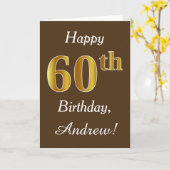 Carte Brown, Faux Gold 60e anniversaire + Nom personnali (Fleur jaune)
