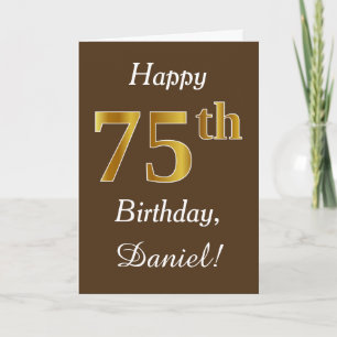 Carte Brown, Faux Gold 75e anniversaire + Nom personnali