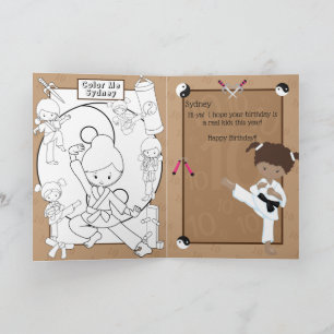Carte Brown Girls Karate Coloring Page Joyeux anniversai