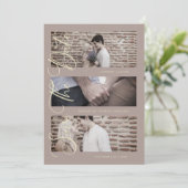 Carte Brown Golden Trendy Modern 3 Wedding Photos (Debout devant)