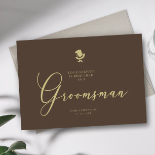 Carte Brown Groomsman Chic Mariage Simple Proposition Ca