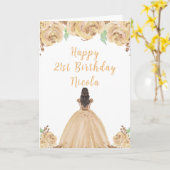 Carte Brown Hair Princess Peach Floral Anniversaire (Fleur jaune)