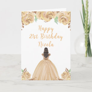 Carte Brown Hair Princess Peach Floral Anniversaire
