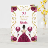 Carte Brown Hair Princesse Bourgogne Joyeux Anniversaire (Fleur jaune)