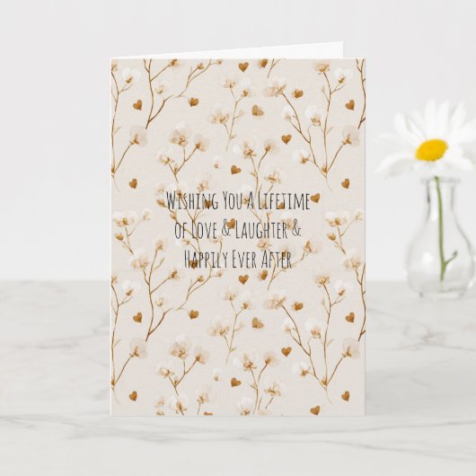 Carte Brown Hearts Blush Floral Bridal Shower Wedding (Petite plante)