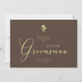 Carte Brown Junior Groomsman Chic Wedding Proposal (Devant)
