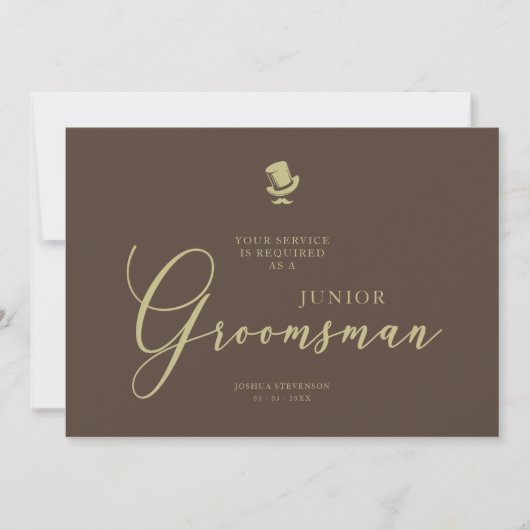 Carte Brown Junior Groomsman Chic Wedding Proposal (Devant)