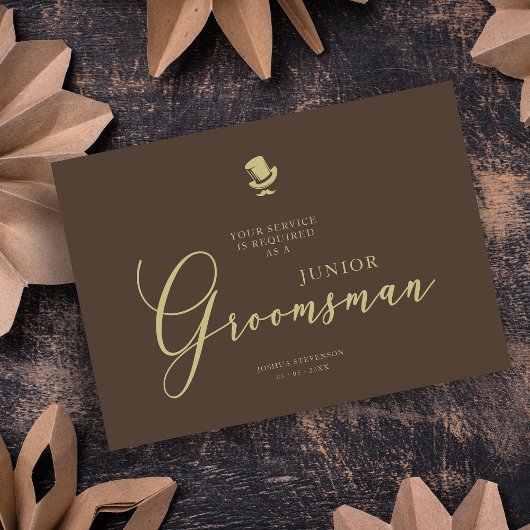 Carte Brown Junior Groomsman Chic Wedding Proposal