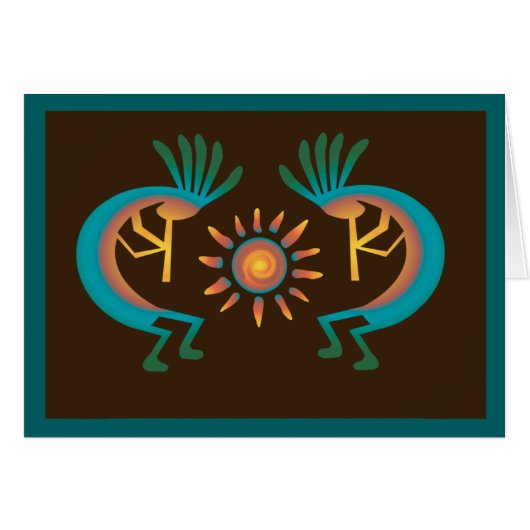 Carte Brown Kokopelli Sun Southwest Turquoise (Devant horizontal)