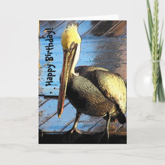 Carte Brown Pélican Bird Faune Animal Joyeux Anniversair (Devant)