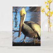 Carte Brown Pélican Bird Faune Animal Joyeux Anniversair (Fleur jaune)