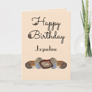 Carte Brown Rock Slice Shell Fossil Beige Joyeux Anniver