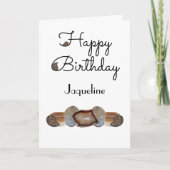 Carte Brown Rock Slice Shell Fossile Blanc Anniversaire (Devant)