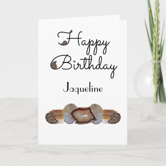Carte Brown Rock Slice Shell Fossile Blanc Anniversaire (Devant)