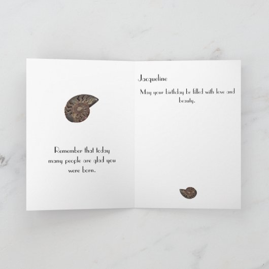 Carte Brown Rock Slice Shell Fossile Blanc Anniversaire (Intérieur)