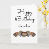 Carte Brown Rock Slice Shell Fossile Blanc Anniversaire (Fleur jaune)