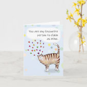 Carte Brown Tabby Cat I love you Folded Greeting Card (Fleur jaune)