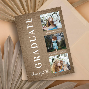 Carte Brown Textile Graduation Three Photo Session