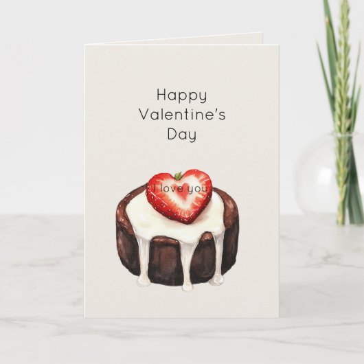 Carte Brownie au Chocolat Coeur de Fraise Saint-Valentin (Devant)