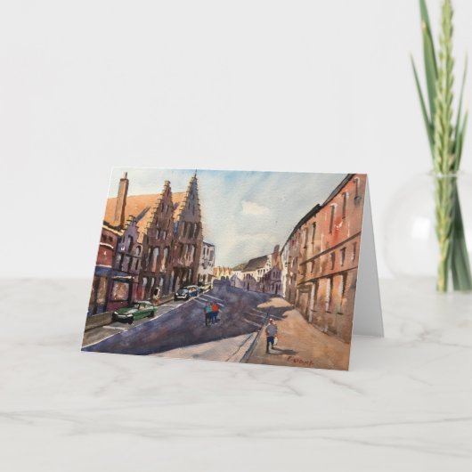 Carte Bruges après-midi Impressionniste aquarelle Painti (Devant)