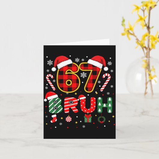 Carte Bruh 67 Six Seven 6 7 Meme Christmas Funny Boy Gir (Fleur jaune)