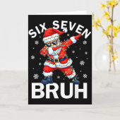 Carte Bruh 67 Six Seven Santa Dabbing Christmas Meme Boy (Fleur jaune)