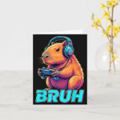 Carte Bruh Capybara Funny Video Games Capybaras  (Fleur jaune)