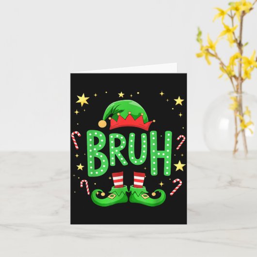 Carte Bruh Christmas Elf Funny Xmas Kids Boys Christmas (Fleur jaune)